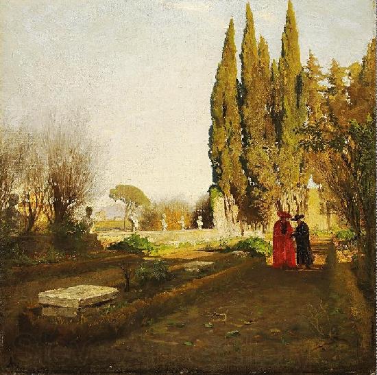 Albert Hertel In the gardens of Castel Gandolfo Norge oil painting art